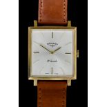 A Gentleman's Manual Wind Wristwatch by Rotary, 9ct gold square case, 25mm x 25mm, silver dial