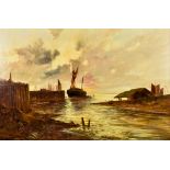 Arnault F. Pienne (19th/20th Century) - A pair of oil paintings - Fishing vessels close to