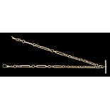 A 9ct Gold Elongated Link Double Albert Watch Chain, 420mm in length, gross weight 17.5g