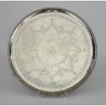 A George III Silver Circular Salver by Richard Rugg II, London 1781, with bead mounts, engraved with