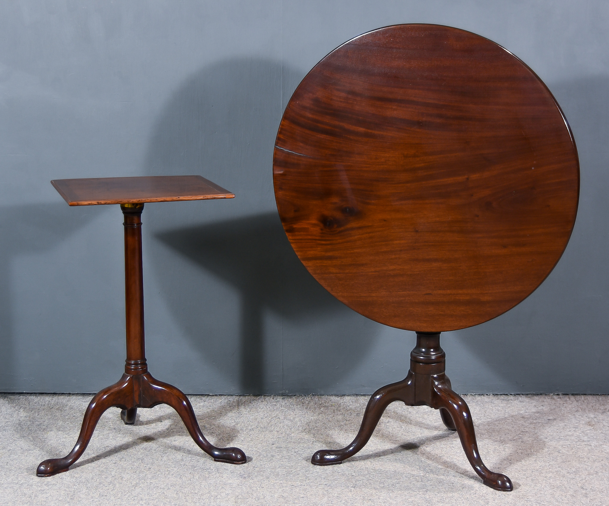 A George III Mahogany Circular Tripod Occasional Table, on baluster turned column with short