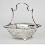 A George VI Silver Rectangular Basket by Asprey & Co Ltd, Sheffield 1910, the shaped handle and