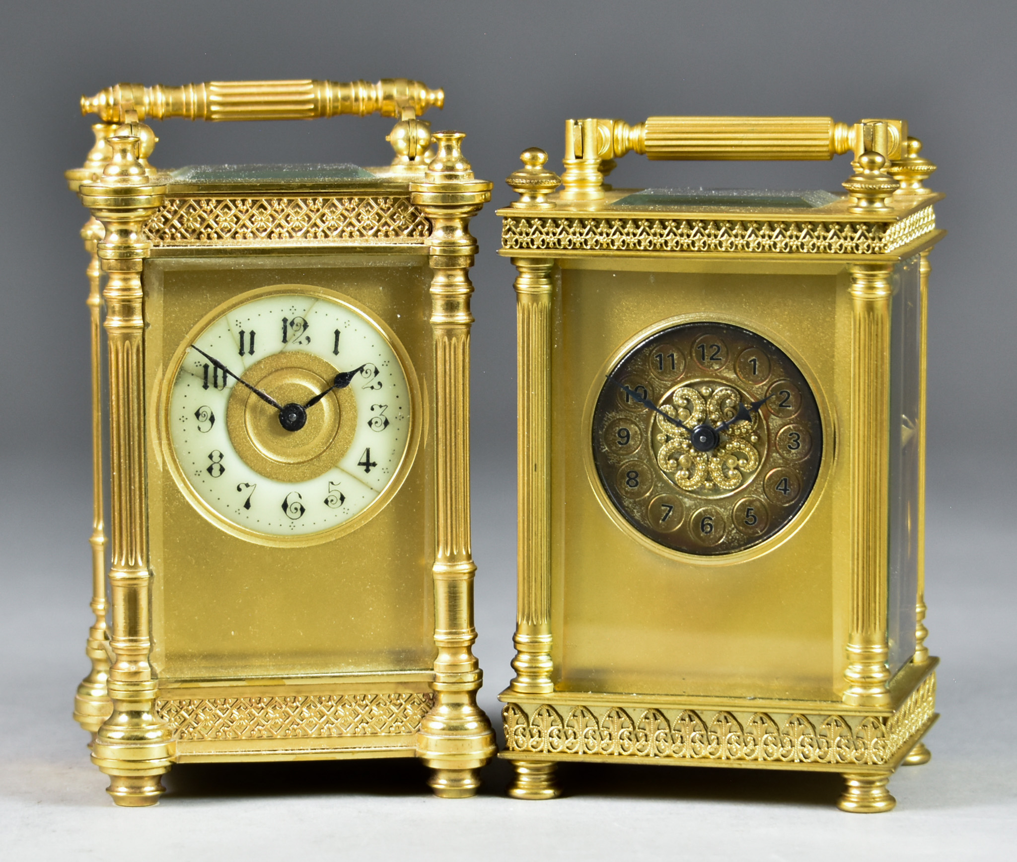 Two Late 19th/Early 20th Century French Carriage Timepieces, one with 1.75ins diameter cream
