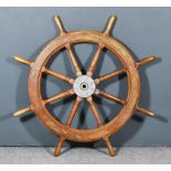 A Turned Wood Ship's Helm - "Brigantine TS Zebu 1938", 44ins diameter Note: Class B, Brigantine rig,