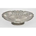 A Victorian Silver Oval Basket by John William Caldicott, Birmingham 1895, with leaf scroll