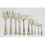 A Pair of George IV Silver Kings Pattern Shell Back Table Spoons and Table Forks and Mixed