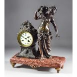 A Late 19th/Early 20th Century Bronzed Spelter Cased Mantel Clock No.89815, the 3.25ins diameter