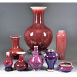 A Selection of Chinese Sang de Boeuf Glazed Pottery Vases, Mostly 20th Century, including - a