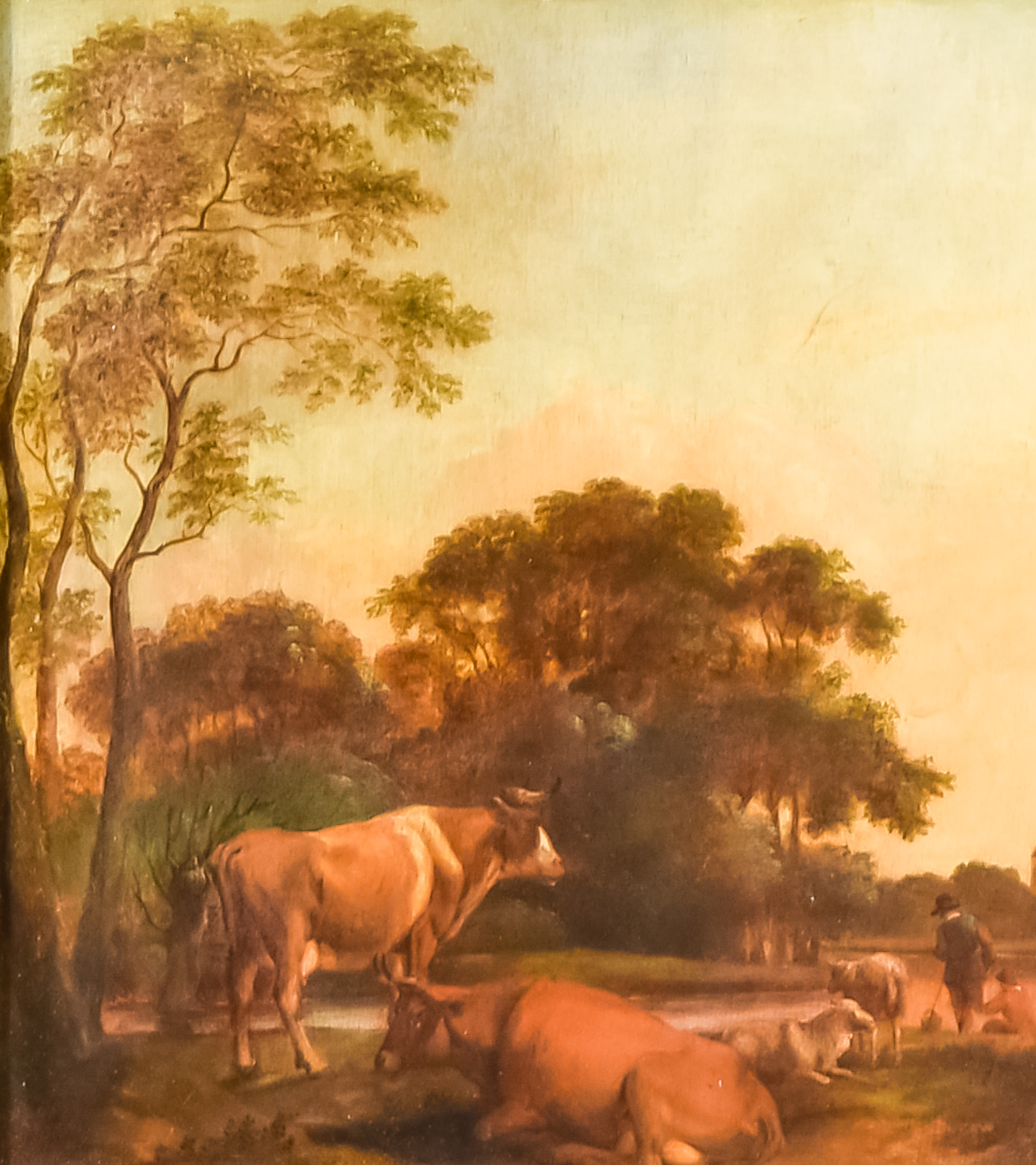 Attributed to Albert Klomp (1618-1688) - Pair of oil paintings - Sunset landscapes with cattle,