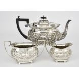 An Edward VII Silver Rectangular Three-Piece Tea Service by George Nathan & Ridley Hayes, Chester