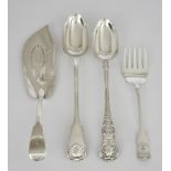 A George III Silver Fiddle Pattern Fish Slice and Mixed Silver, the fish slice by John Skeleton,