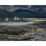 ARR Donald McIntyre (1923-2009) - Oil painting - "Race in the Straits", signed, board 16ins x 20ins,