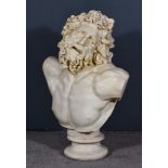 A Modern Composite Bust of Laocoon, on turned socle, 31ins high