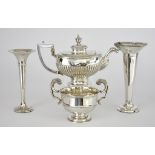 A Late Victorian Silver Rectangular Teapot and Mixed Silver, the teapot by Henry Stratford,