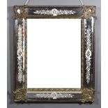 A 19th Century Venetian Oxidised Metal Mounted Rectangular Wall Mirror, the borders etched with
