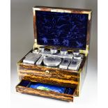 A Victorian Gentleman's Brass Mounted Coromandel Wood Dressing Case, retailed by Toulmin & Gale of