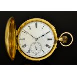 An 18ct Gold Full Hunting Cased Minute Repeating Keyless Pocket Watch, unsigned, case 54mm diameter,