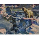 ***Frederick Thomas Daws (1878-1955) - Oil painting - "Lord of the North" - study of a polar bear on