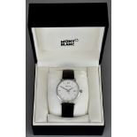 A Gentleman's Quartz Wristwatch, by Mont Blanc, model no. 7093, stainless steel case, 38mm diameter,