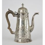 A George I Silver Britannia Standard Coffee Pot, makers mark indistinct, London 1723, the domed
