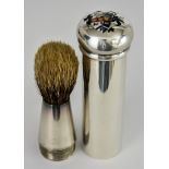 A Victorian Silver and Enamel Travelling Shaving Brush, by Henry William Dee, London 1867, of