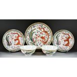 A Chinese Famille Rose Porcelain Part Service, Late 19th Century, enamelled in colours with dragon