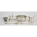 A George V Silver Circular Bowl and Spoon and Mixed Silver, the bowl and spoon by Joseph Rodgers &