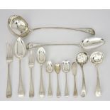 A Late Victorian Silver Part Table Service, by Josiah Williams & Co. London 1897, with bright cut