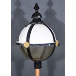 A Pair of Bulbous Ornamental Bay Front Lamps, with turned finials, each painted in white and