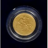 A Queen Elizabeth II Gold Proof Half Sovereign, 1985, in Royal Mint presentation case with
