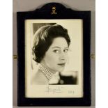 HRH Princess Margaret Countess of Snowdon - photographic portrait, signed in pen in mount and