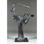 An Early 20th Century Continental School - Bronze figure - classical beauty in flowing dress holding