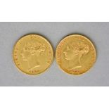 Two Victoria Young Head Half Sovereigns, 1871, fine