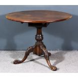 A George III Mahogany Circular Tripod Occasional Table, the turned central column with bird cage,