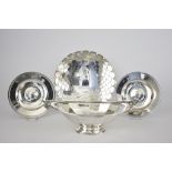 A George V Oval Two-Handled Bowl and Mixed Silver, the oval bowl by Adie Bros. Ltd. Birmingham 1925,