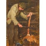 Percy Bedford (Circa 1889 -1918) - Oil painting - Study of a woodcutter signed and dated 1902, 13ins