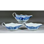 A Near Pair of Chinese Blue and White Porcelain Sauce Boats, Qianlong Period, with shaped rims,