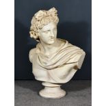 A Modern Composite Bust of Apollo, on turned socle, 31ins high