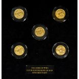 A George V 'End of World War I Gold Sovereigns of 1918' Five Mints Set, 1918, in London Mint