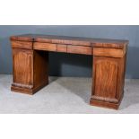 A 19th Century Mahogany Break Front Sideboard, with square edge to top, fitted four frieze drawers,