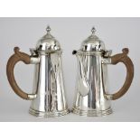 An Edward VII Silver Hot Water Pot and Matched Elizabeth II Silver Chocolate Pot, makers marks