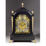 A Late 19th Century Ebonised Cased Mantel Clock by Winterhalder and Hofmeier, the 6.5ins arched
