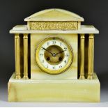 A Late 19th Century French Green Onyx Cased and Metal Mounted Mantel Clock No.962, the 3.75ins