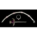 A Mixed Lot of Gem Set Silver Jewellery, Modern, comprising - gem set bracelet, 180mm in length,