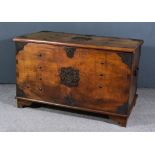 A Modern Hardwood and Metal Bound South East Asian Chest of 17th Century Design, with moulded edge