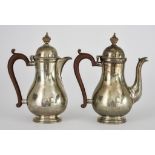 A George V Small Baluster Shaped Coffee Pot and Matching Hot Water Pot, maker's mark rubbed,