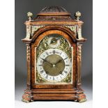 An Early 20th Century Walnut Cased Mantel Clock, by Lenzkirch, No. 72287, the 5.5ins arched brass