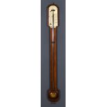 A 19th Century Rosewood Cased Stick Barometer and Thermometer by Bennett Watchmaker, 65 Cheapside,