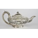 A William IV Silver Circular Teapot, by J. Wrangham and William Moulson, London 1835, of bulbous