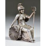 A Silvery Coloured Metal Figure of Britannia, indistinctly signed, 4.75ins high, weight 26.4oz
